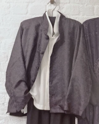 NWT Eskandar Sz 0 Black 100% Silk Asian Floral Imperial High Neck Shirt Jacket - Image 1 of 4