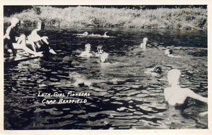 RPPC lutherisches Mädchen Pioniere Camp Bradfield Black River Falls WI Schwimmen - Bild 1 von 2