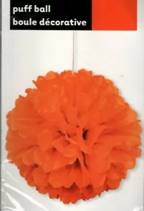 Orange Pom Pom Tissue Paper Puff 16" Ball Party Decoration Halloween Graduation - Picture 1 of 1