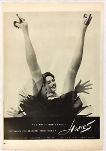 Vintage Print Ad 1954 Hanes Seamless Stockings Hosiery Risqué Woman Upskirt Shot - Picture 1 of 1