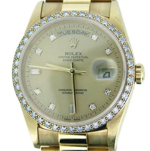 Mens Rolex 18k Yellow Gold Day Date President w/FACTORY Diamond Dial Bezel 18238 - Picture 1 of 7