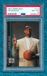1997 UPPER DECK #114 TIM DUNCAN PSA 8 NM-MINT ROOKIE RC HOF SAN ANTONIO SPURS - Picture 1 of 1