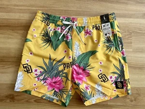 San Diego SD Padres Gold Yellow Hurley x '47 Cannonball Tropics Swim Shorts - Picture 1 of 5