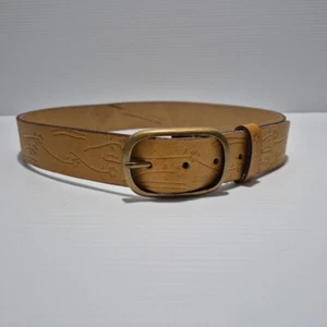Billabong Mustard Yellow Floral 100% Leather Belt Size S - 86cm - Picture 1 of 6