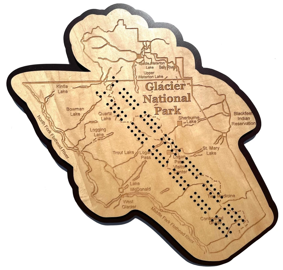 Glacier National Park Map Cribbage Board - Image 1 of 1