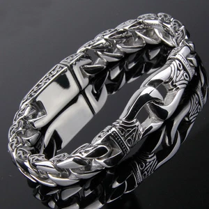 Fashion Men's Jewelry Stainless Steel Silver Chain Bracelet 8.66" 11mm Gift - Picture 1 of 10