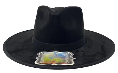 Sombreros Summit Mx Gamuza Negro Ala Plana Fedora Sombrero Unisex Foto 1 de 4