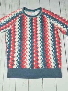 LuLaRoe Jane Short Sleeve Sweatshirt, Size Medium (NWT Patriotic Stars Stripes) - Picture 1 of 4