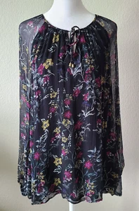 Blusa Top Sundance Floral Transparente Talla Mediana Forrada Boho Festival Hippie Retro - Imagen 1 de 11
