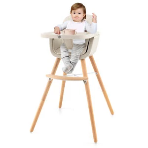 2-in-1 Baby High Chair Infant Toddler Feeding Booster Seat Adjustable White - Picture 1 of 8