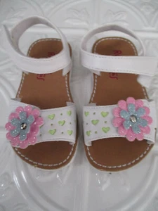 Valencia Rachel Maddie Sandals White Glitter Floral Toddler Girls 7M EUC - Picture 1 of 5