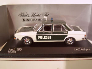 AUDI  100 1970 polizei vert 1/43 Minichamps 430019195 police allemande miniature