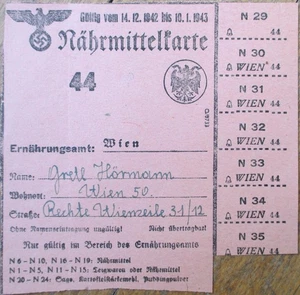 Tarjeta de ración alemana Viena Segunda Guerra Mundial 1940 mermelada azúcar Austria cupones de comida mermelada - Imagen 1 de 1