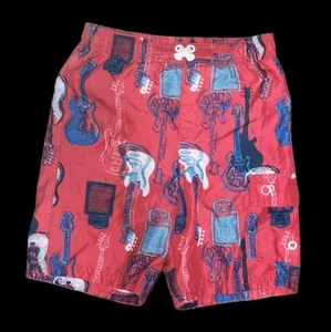 OP Board Shorts Boys Size 4T Guitar Print Trunks Beachwear Pool Vacation Vibes - Picture 1 of 5