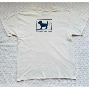 Gildan Herren T-Shirt Blame the Dog Creme Heavy Cotton Größe XL - Bild 1 von 5