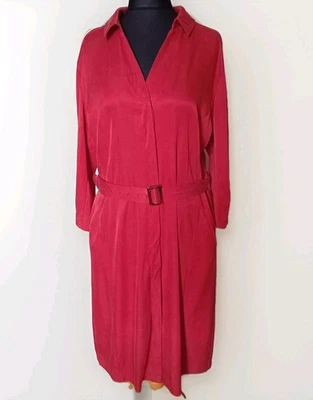 Laura Ashley Button Down Dress Size 18 Flame Orange Button Through With Belt - Image 1 of 4