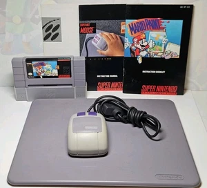 Mario Paint Super Nintendo SNES Mouse, Pad, and Manuals - RARE RED Cap WORKS - Picture 1 of 15