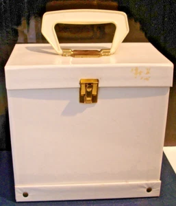 Record 45 rpm Storage Case Plastic Handle White EX - Picture 1 of 4