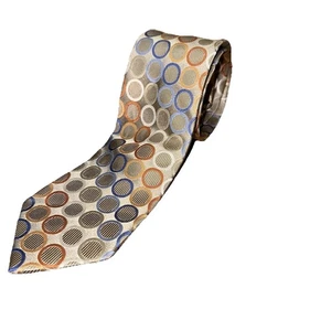 Joseph Abboud Silk Gold Circles Men’s Neck Tie Classic Lawyer Office Preppy 3.5” - Picture 1 of 5