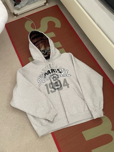 Felpa con cappuccio e zip patchwork Supreme x MM6 Maison Margiela taglia L grigia usata (rara)