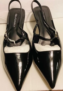 Tacones Mira Azzura charol negro para mujer punta con cordones talla 8 negros - Imagen 1 de 4
