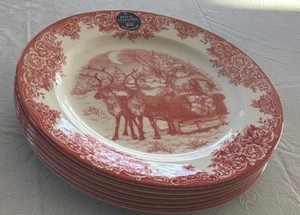 "Juego de 8 platos de cena de Navidad Royal Stafford SANTA'S TRINEO ROJO 11"" porcelana" - Imagen 1 de 6