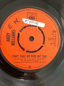 Andy Williams. Can’t take my eyes off you.   7” vinyl.  1967. CBS - Picture 1 of 2