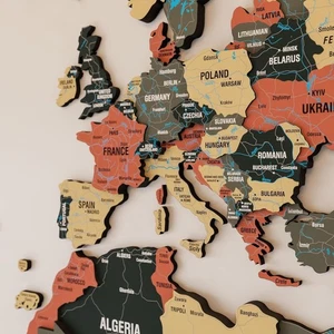 3D Holz Weltkarte Wandbild - Premium Mehrfarbige Weltreisekarte für Wand... - Bild 1 von 7