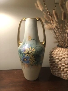 Vtg Heinrich & Co. Hand Painted Flower Vase 1920s Selb Bavaria Artist Signed 12" - Picture 1 of 12