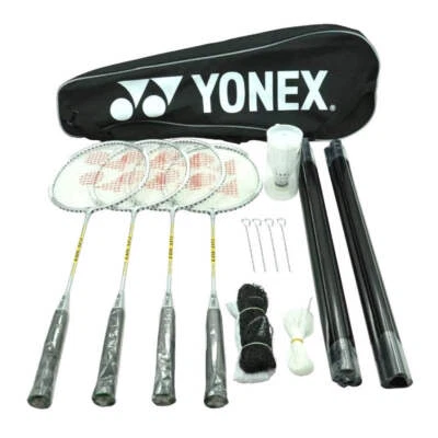 YONEX 4-Player Badminton Racquest Racket Set with Shuttlecocks/Net/Poles/Bag