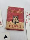 Vintage Invincible 8303 Red Pinochle Playing Cards Made in USA Box rough shape