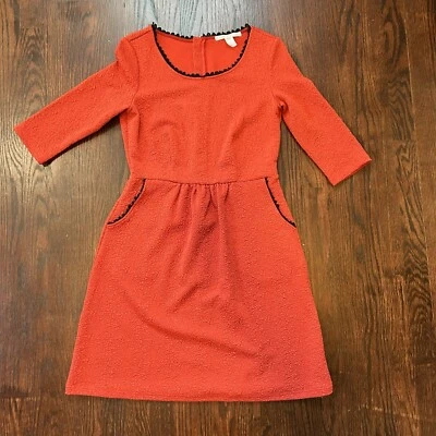 Uttam Boutique London Kleid orange schwarz Borte geprägt Blumen Taschen Fit Flare - Bild 1 von 4