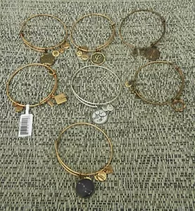 Lot of 7 ALEX AND ANI Expandable Wire Bangle Charm Bracelets With Charms - Picture 1 of 4