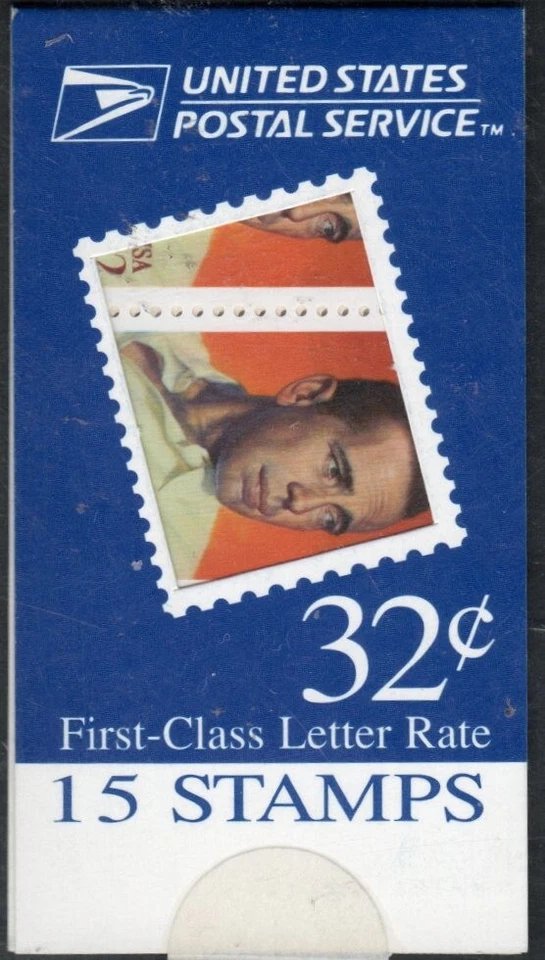 US Scott #BK267, "Humphrey Bogart" 32 cent stamps in makeshift booklet - Image 1 of 1
