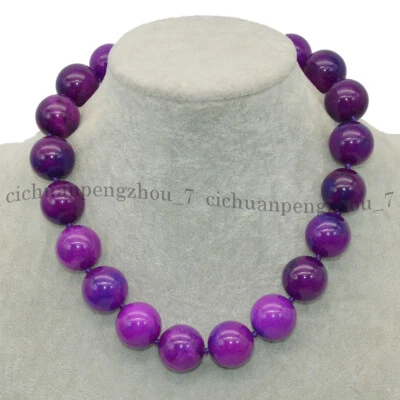 Enorme collar de cuentas redondas de piedras preciosas de 20 mm de sugilita púrpura natural 16-30"" Foto 1 de 4