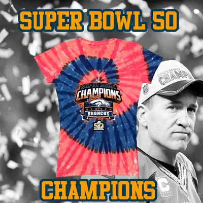 Licensed SUPER BOWL 50 CHAMPIONS DENVER BRONCOS WOMENS T-shirt, SIZES S-3X  - Image 1 of 2