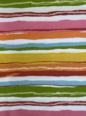 NOS Bright Stripes Home Decor Fabric  1/2 Yard x 56”  Bright Summer Wavy Stripes - Image 1 of 4