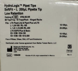 Thermo Scientific Model #3752-05-HR HydroLogix 200ul Pipet 96 Tips 10 Trays New - Picture 1 of 8