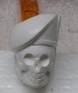 ** Older, Small MEERSCHAUM PIPE - MADE in TURKEY - Skeleton PIRATE w HAT - NICE - Picture 1 of 2