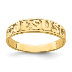 14K Yellow Gold Polished Jesus with Heart Ring Size 7 for Women 1.82 gram - Picture 1 of 6