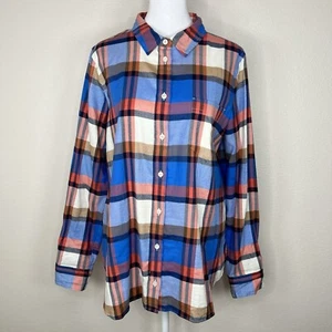 J. Crew Blue & White Plaid Flannel 100% Cotton Button Up Classic-fit Boy Shirt - Picture 1 of 8