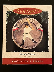 Hallmark Ornament Baseball Heroes Lot 1995 Lou Gehrig #2 & 1996 Satchel Paige #3 - Picture 1 of 4