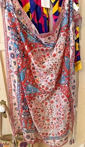 Johnny Was  Silk Scarf Square Large Bold Floral Tassels - Picture 1 of 9