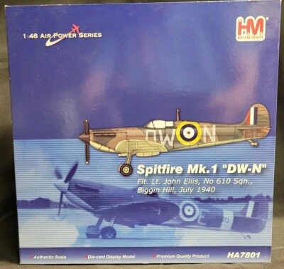 Hobby Master 1/48 HA7801 Spitfire Mk.1 DW-N, Flt. Lt. John Ellis, No 610 Sqn. - Image 1 of 4