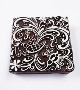 Wood Block Print Stamps DIY Henna Fabric Paper Clay Blocks Printing - Picture 1 of 3