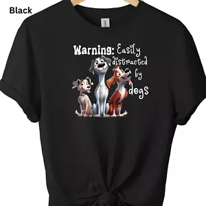 Camiseta Divertida Perro Estampado Gráfico Unisex Novedad Camiseta Advertencia Fácil de Distraer - Imagen 1 de 15