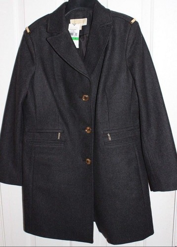 Giacca cappotto lana MICHAEL Michael Kors monopetto zip tasca antracite L nuovo