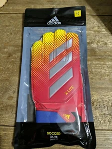 Adidas X Lite Soccer Goalie Gloves Size 10 Red And Yellow New - Picture 1 of 6