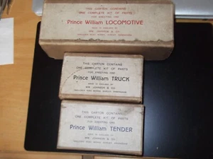 ANTIQUE WM JOHNSON PRINCE WILLIAM LOCOMOTIVE, TRUCK & TENDER METAL TRAIN MINT - Picture 1 of 2