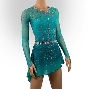 Vestido de competición de patinaje artístico sobre hielo disfraz de gimnasia baile vestido teñido - Imagen 1 de 8